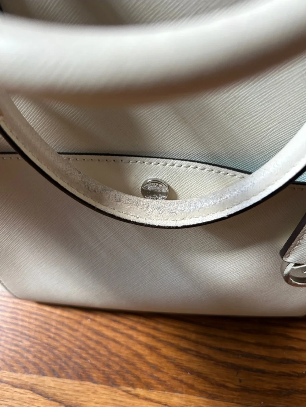 Michael Kors White Saffiano Leather Tote with Blue Interior Trim